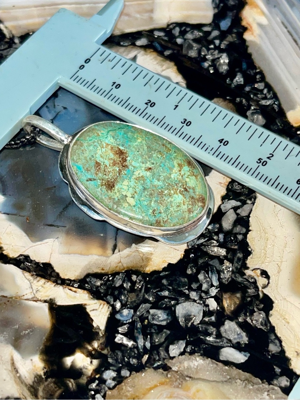 Chrysocolla- Shattuckite Crystal Pendant 2” - Picture 16 of 17